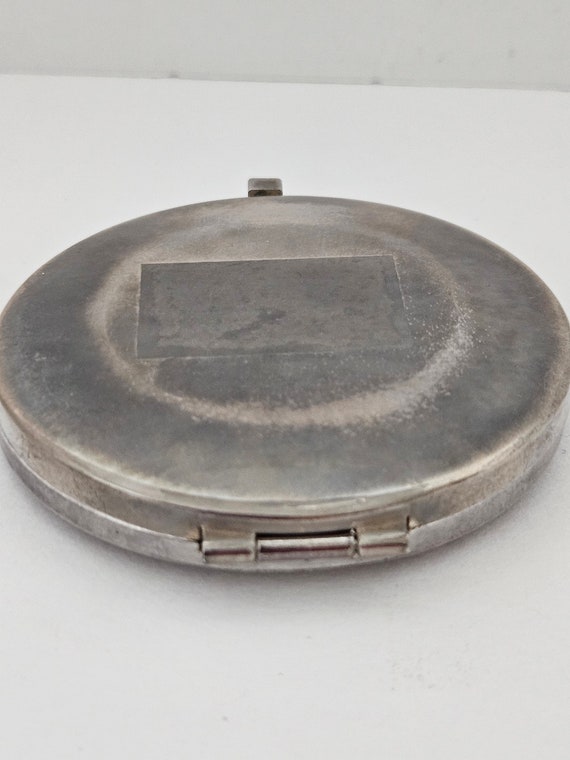 Vintage Silver Tone Double Mirror Compact With Rh… - image 5