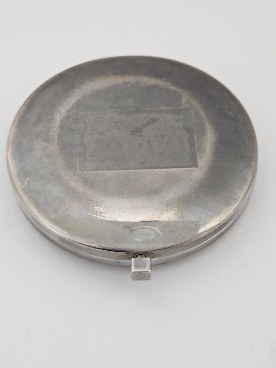 Vintage Silver Tone Double Mirror Compact With Rh… - image 3