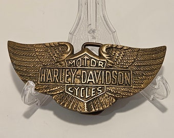 Vintage Harley Davidson Wings Bar Shield Biker Chopper Brass Belt Buckle