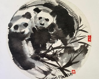 Original Panda Watercolor Painting Home Décor/Gift/Art/