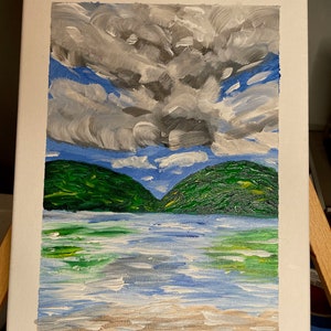 Acadia National Park painting for home decor / Impressionist style landscape artwork / Original contemporary acrylic work