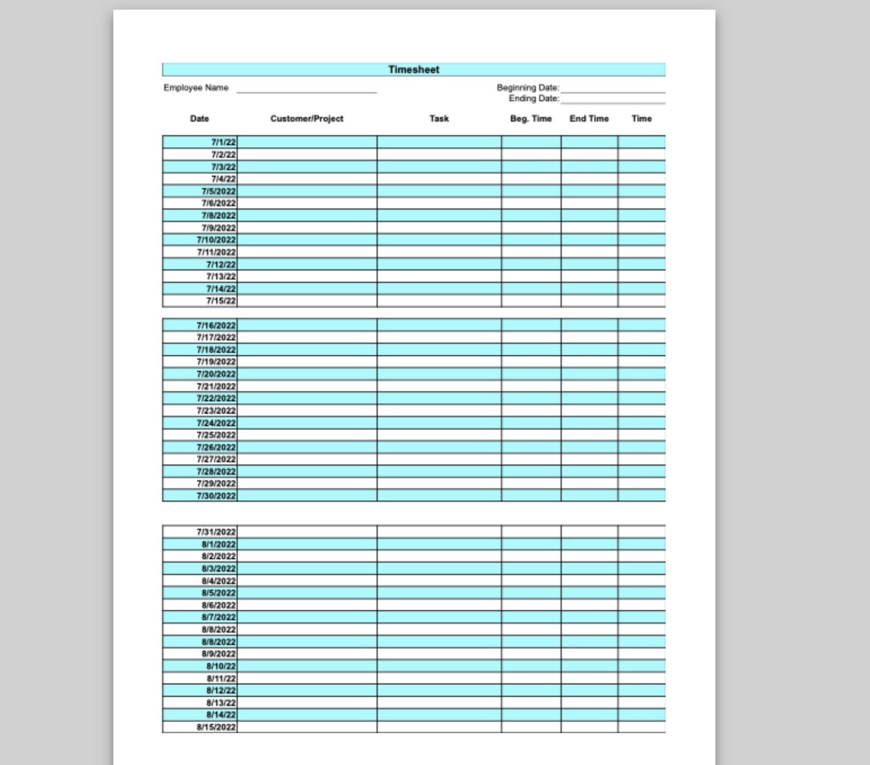 Cute Google Sheets Work Time Sheet/hours Tracker Template Etsy