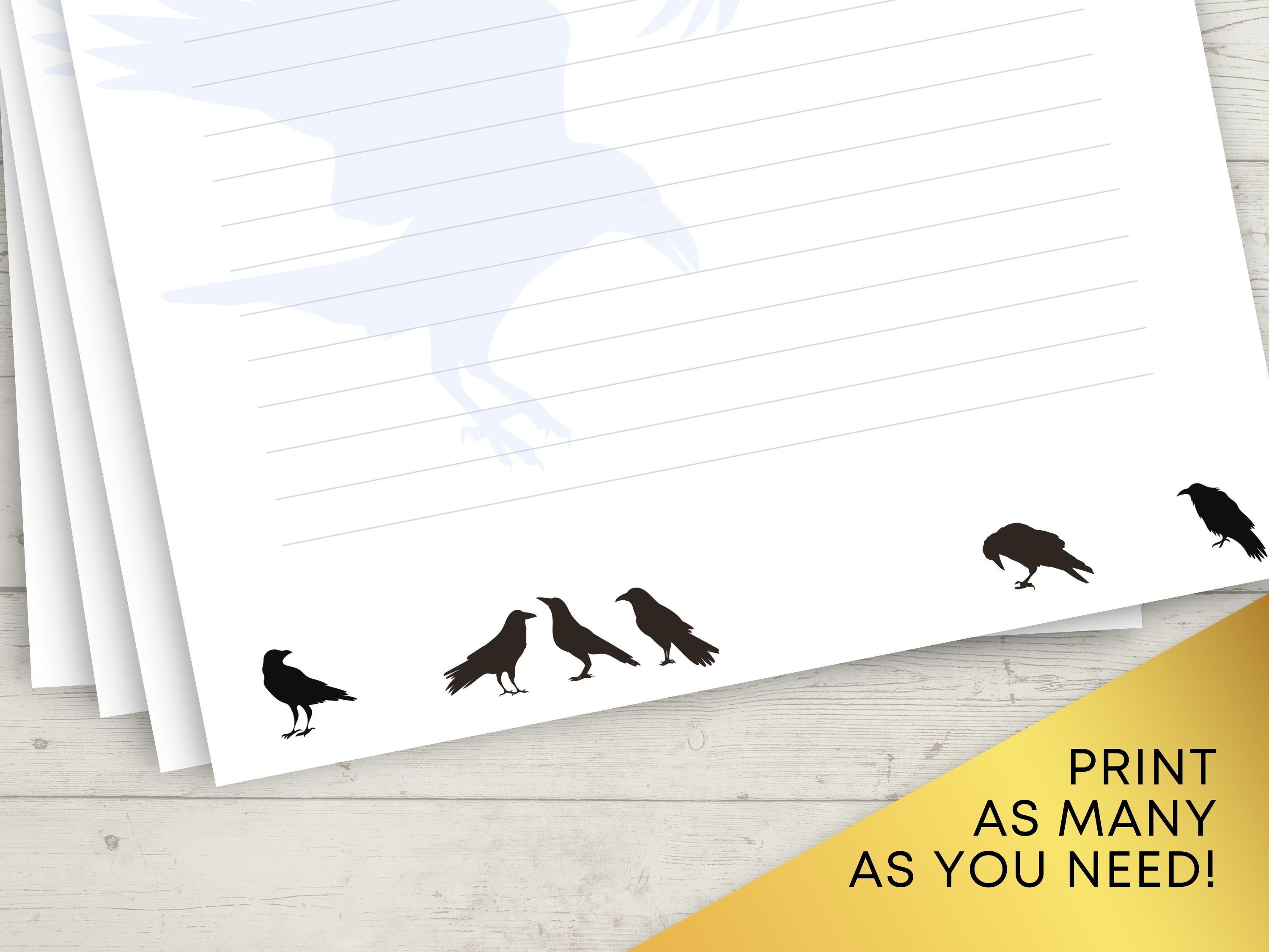 Crow PRINTABLE STATIONARY 8.5x11/a4 Sizes Lined/unlined - Etsy