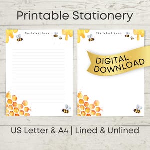 Os mais recentes artigos de papelaria para impressão Buzz Bees, tamanhos 8,5x11/A4, pautados/sem pauta, aquarela, caneta, carta, papel para escrever, *download INSTANTÂNEO
