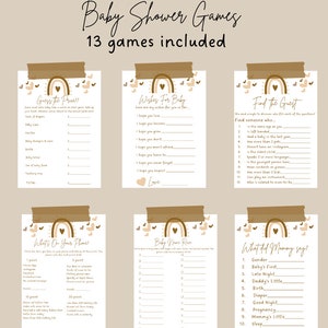 Neutral Baby Shower Games- Rainbow- Baby Game- Edit with Free Canva Account