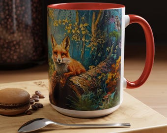 Mok vos en konijn Whimsical Cottage Core