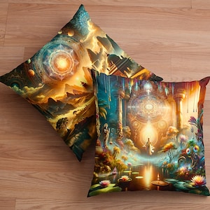 Mystical Lotus Garden Square Pillow