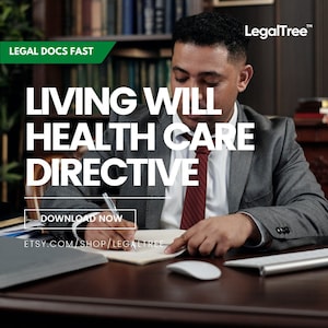 Living Will (Health Care Directive) Legal Template Word Document | Make Your Medical Wishes Known | Legal Tree