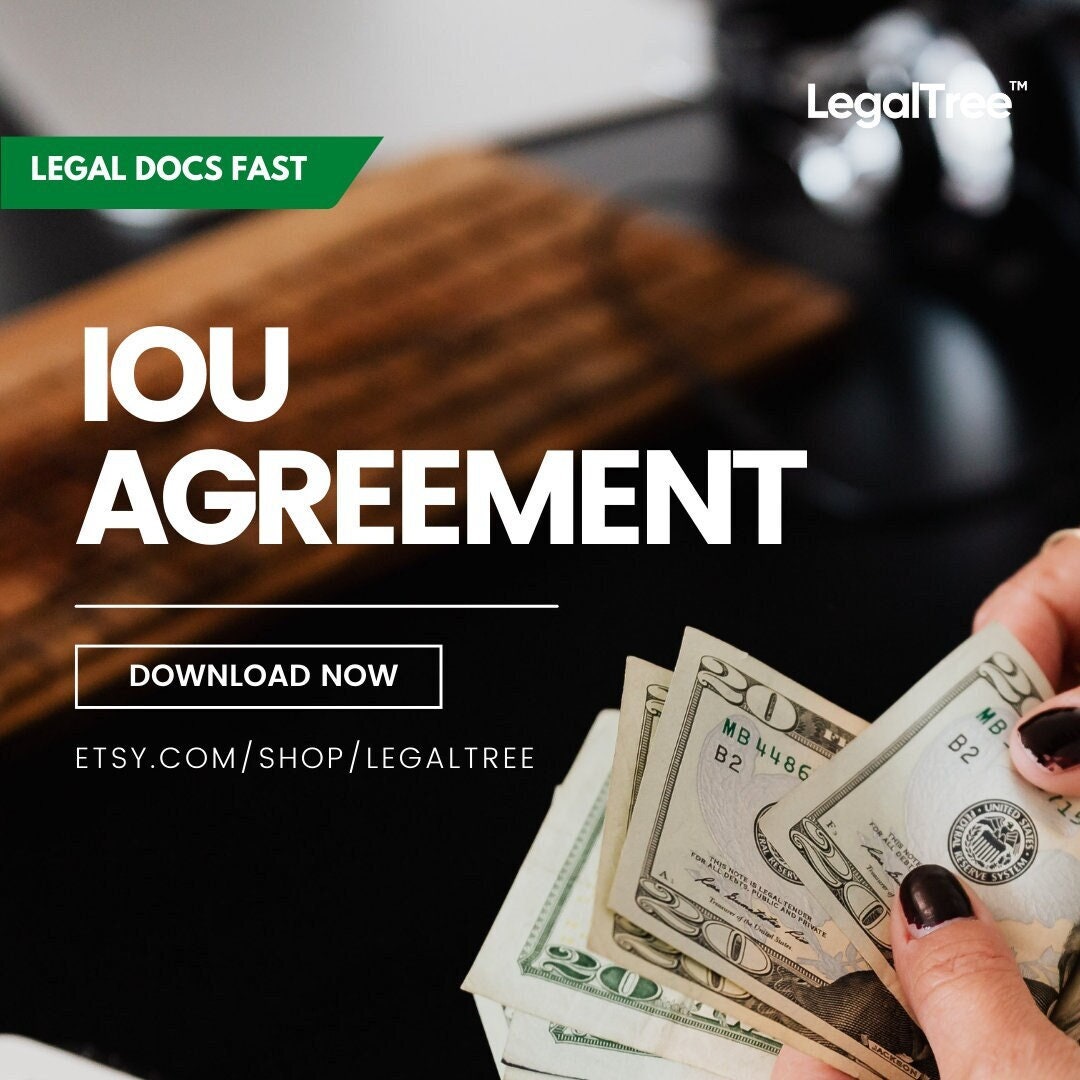 IOU Agreement Legal Template Word Document Instant Etsy