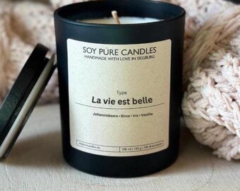 Duftkerze im Glas "Type La vie est belle Typ" | Sojawachs Handmade Vegan Parfümduft Geschenkidee, Duftkerze Weihnachten Geschenk