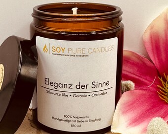 Duftkerze "Eleganz der Sinne" im Glas | 100% Sojawachs Handmade Vegan | Geschenkidee, Kerzen, Freundin, Valentinstag, Muttertag, Kerze,