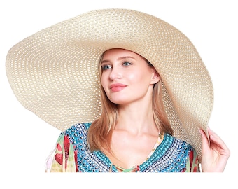 Solid Straw Sun Hat, Resort-Style, Oversized Wide Brim Hat, Sun Hat, Summer, Vacation