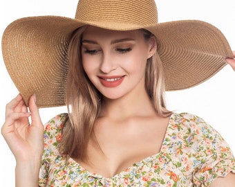 Solid Straw Sun Hat, Resort-Style, XL Wide Brim Hat, Sun Hat, Summer, Vacation