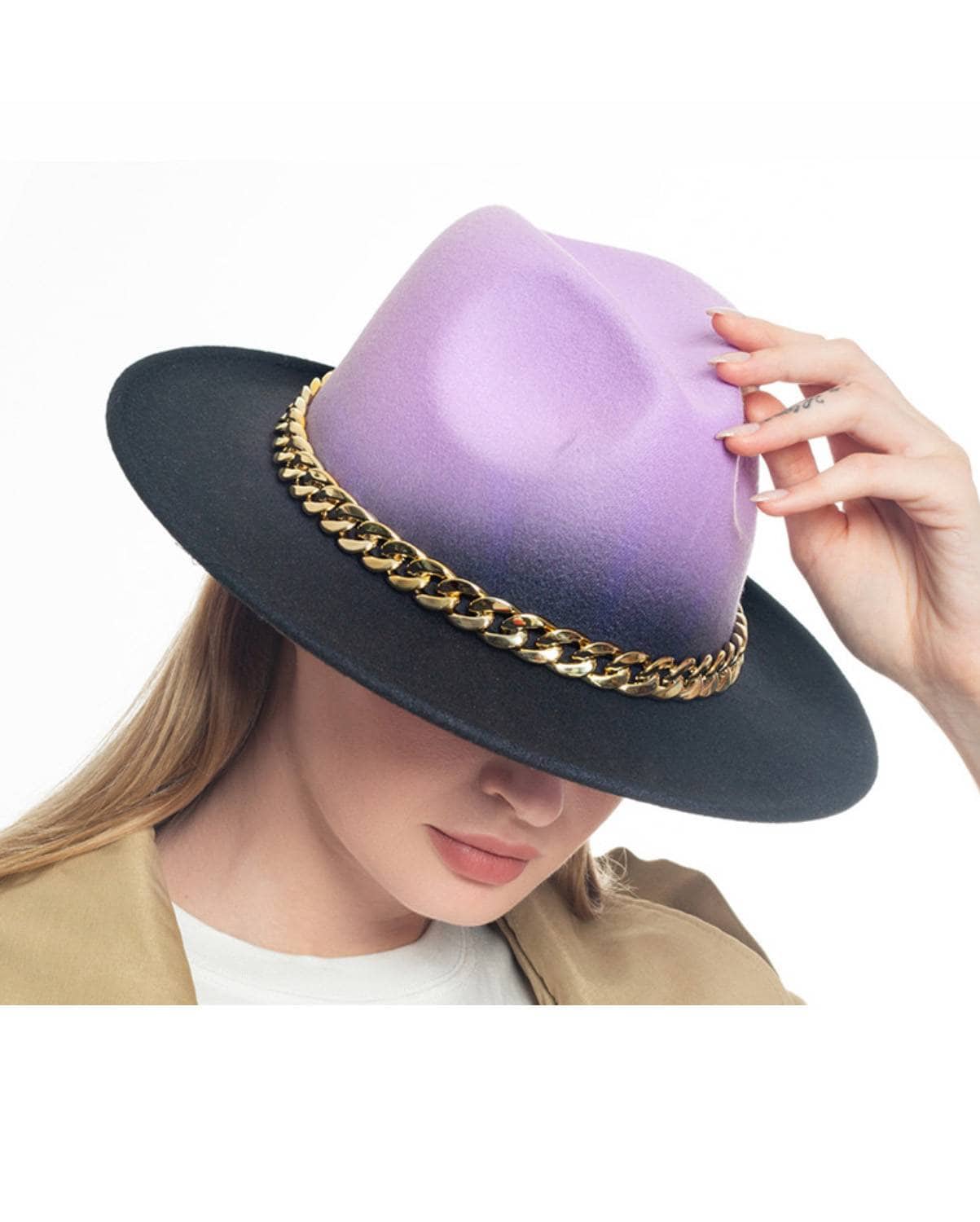 Lavender/black Chain Fedora Hat - Etsy display picture 2