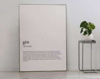 Funny Gin Definition Art Print: Humorous Bar Decor (Digital Download)