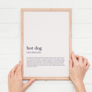 Funny Hot Dog Definition Art Print: Cafe Wall Decor (Digital File)