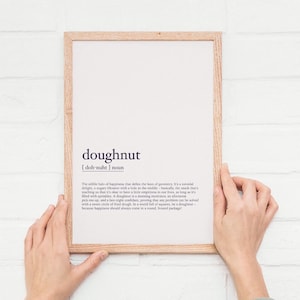 Funny Doughnut Definition Wall Art, Humorous Donut Art Print, Fast Food Lover Wall Art, Gift for Doughnut Lover, Donut Art, Digital Download