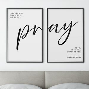 Set of 2 Pray Verse Christian Wall Art, Bedroom Wall Art, Above the Bed Decor, Bible Verse Wall Art, Jeremiah Scripture, Digital Download