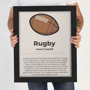 Funny Rugby Definition Wall Art, Humorous Rugby Art Print, Rugby Wall Art for Game Room, Sports Art Print, Rugby Lover Gift