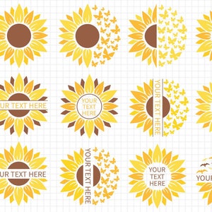 Sunflower SVG Bundle, Sunflower Monogram Svg, Sunflower and Butterflies ...