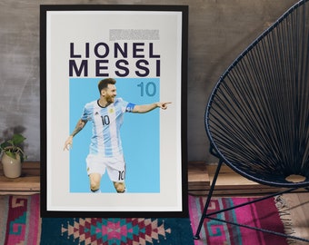 Lionel Messi Poster Wall Art, Football Art Print, Sports Fan Gift, Lionel Messi Printable, Bedroom Poster, Game Room Wall Art, Messi Poster