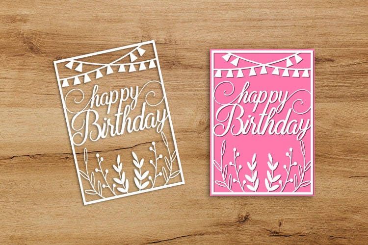 Happy Birthday Paper Cut Card SVG Bundle, Happy Birthday Card Papercut ...