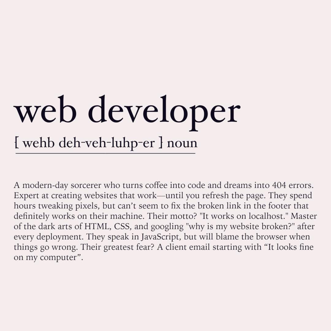 Funny Web Developer Definition Art Print: Office Humor (digital Files ...