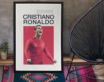 Cristiano Ronaldo Poster Wall Art, Football Art Print, Sports Fan Gift, Cristiano Ronaldo Printable, Bedroom Poster, Game Room Wall Art