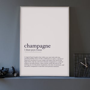 Divertente stampa artistica da parete con definizione di champagne, stampa artistica umoristica sullo champagne, stampa da parete con champagne per bar di casa, stampa artistica da bar, regalo per gli amanti dello champagne