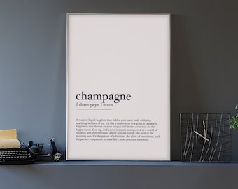 Funny Champagne Definition Art Print: Home Bar Decor (Digital Download)