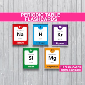 Tabela periódica de elementos Flashcards, Flashcards de elementos químicos, 118 Flashcards de elementos químicos individuais, Flashcards científicos