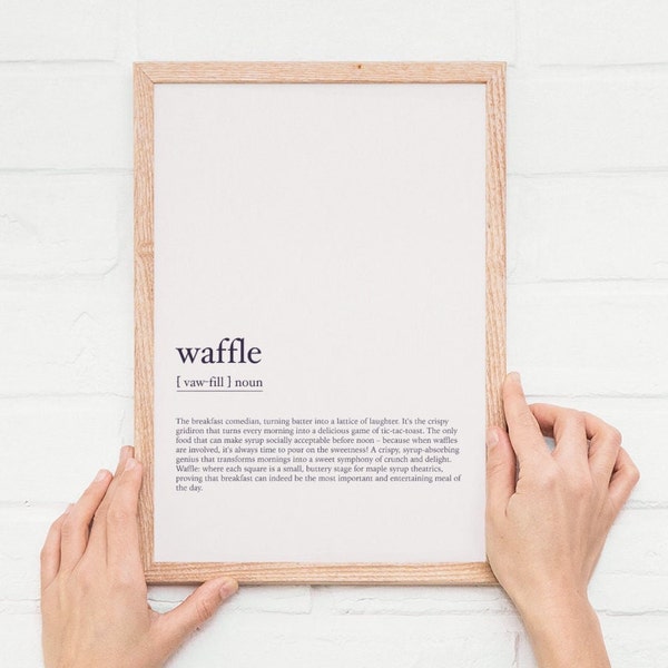 Funny Waffle Definition Wall Art, Humorous Waffle Art Print, Fast Food Lover Wall Art, Cafe Wall Art, Gift for Waffle Lover, Digital Files