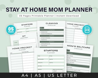 Stay At Home Mom Planner: Daily Checklist, Home Project (Digital Download)