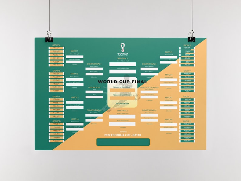 FIFA World Cup Qatar 2022 Printable Wall Chart World Cup Etsy Sweden