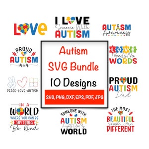 Autism Awareness SVG Bundle: Puzzle Ribbon, Mom & Dad Designs (Digital Download)