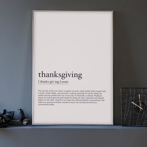 Funny Thanksgiving Definition Art Print: Humorous Wall Decor (Digital Download)