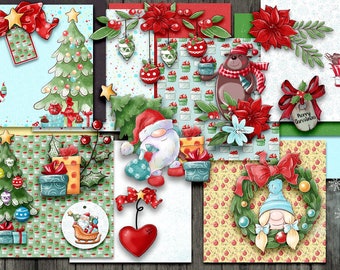 Kit per album di Natale, diario di Natale, adesivi (download digitale)