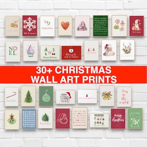 Set van 30 kerstgalerij-muurkunstbundel | Minimalistische kerstkunst aan de muur | Feestdecoratie | Kerstkunst aan de muur | Afdrukbare muurkunst met kerst