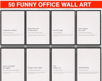 50 Funny Office Definition Prints: Cubicle Wall Art Set (Digital Download)