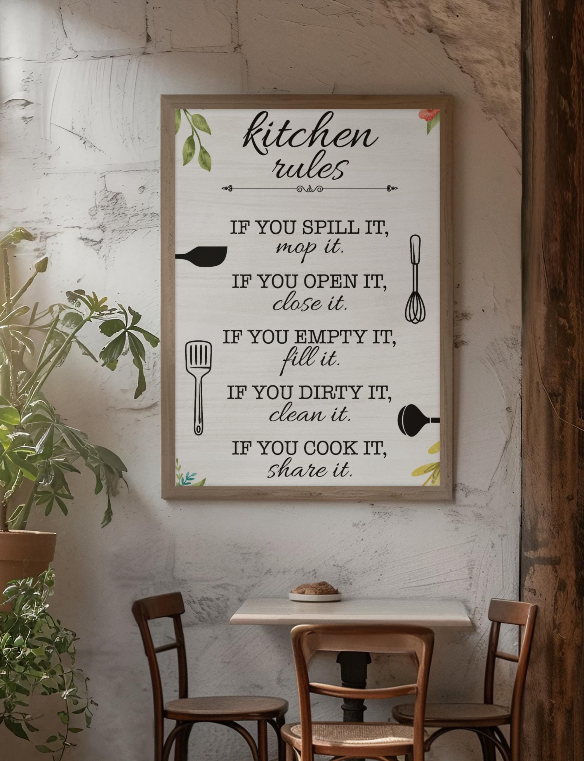 Kitchen Etiquette Sign: Minimalist Kitchen Rules Poster (digital ...