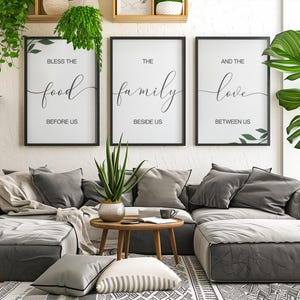 Bless The Food Before Us Print Set: Christian Dining Room Wall Art (Digital Download)