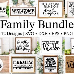 Family Sign SVG Bundle: Farmhouse Monogram Cut Files (Digital Download)
