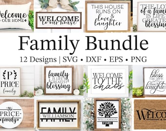 Pacote SVG de Placas de Família: Arquivos de Corte de Monogramas de Fazenda (Download Digital)