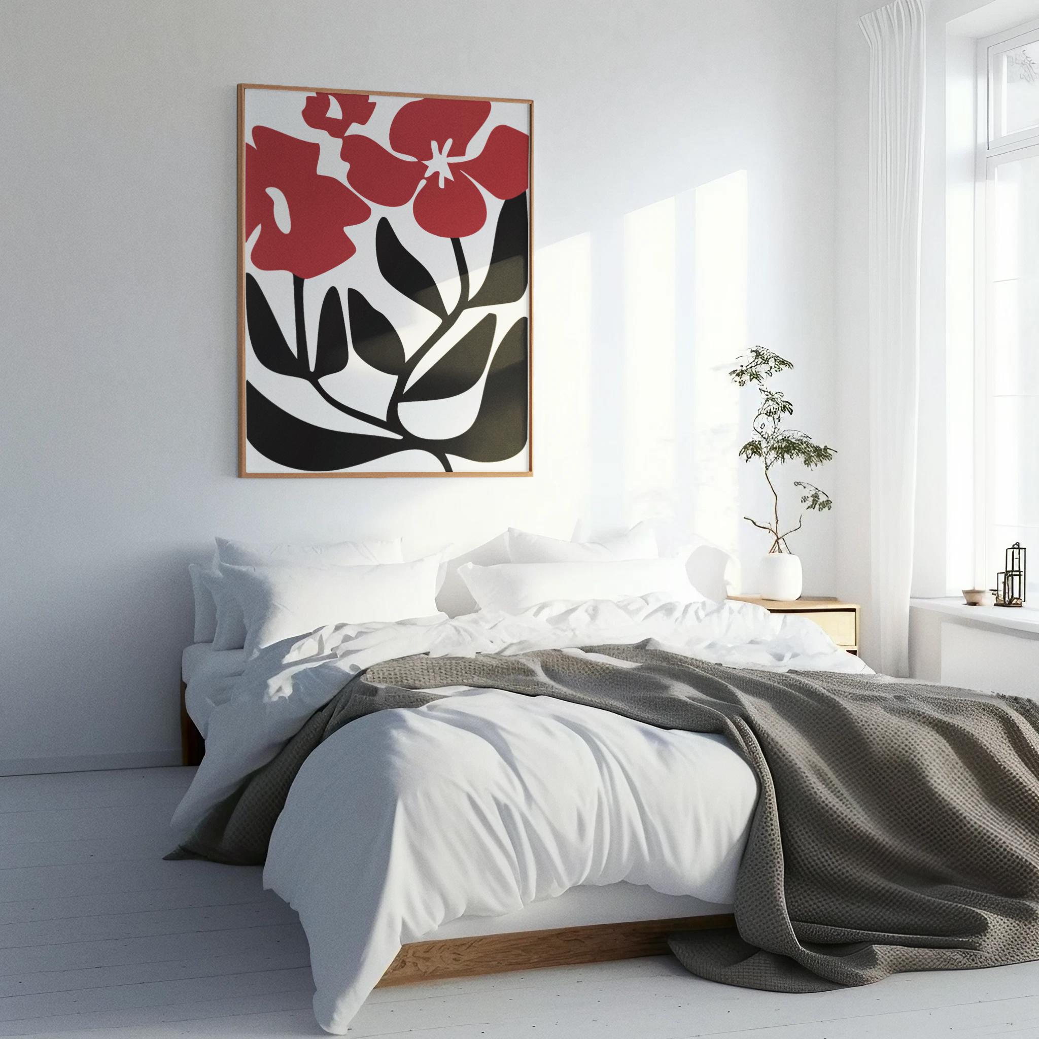Red Abstract Rose Floral Art Print: Modern Wall Decor (digital Download ...