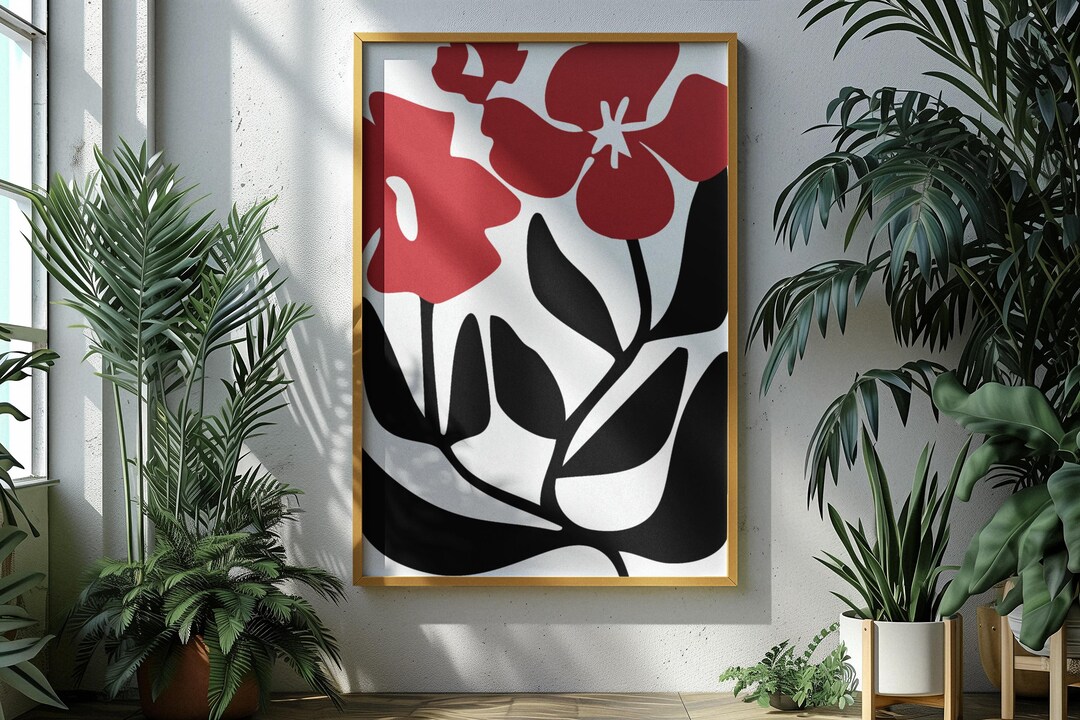 Red Abstract Rose Floral Art Print: Modern Wall Decor (digital Download ...