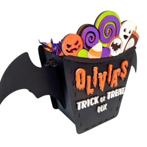 Personalised Halloween Trick or Treat Box Template, Halloween Candy Box Svg, Laser Cut File, Glowforge Treat Box, Halloween Gift Box