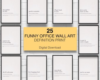 25 Funny Office Definition Wall Art Set, 25 Office Prints Mega Bundle, Cubicle Decor, Definition Prints, Home Office Decor, Digital Download