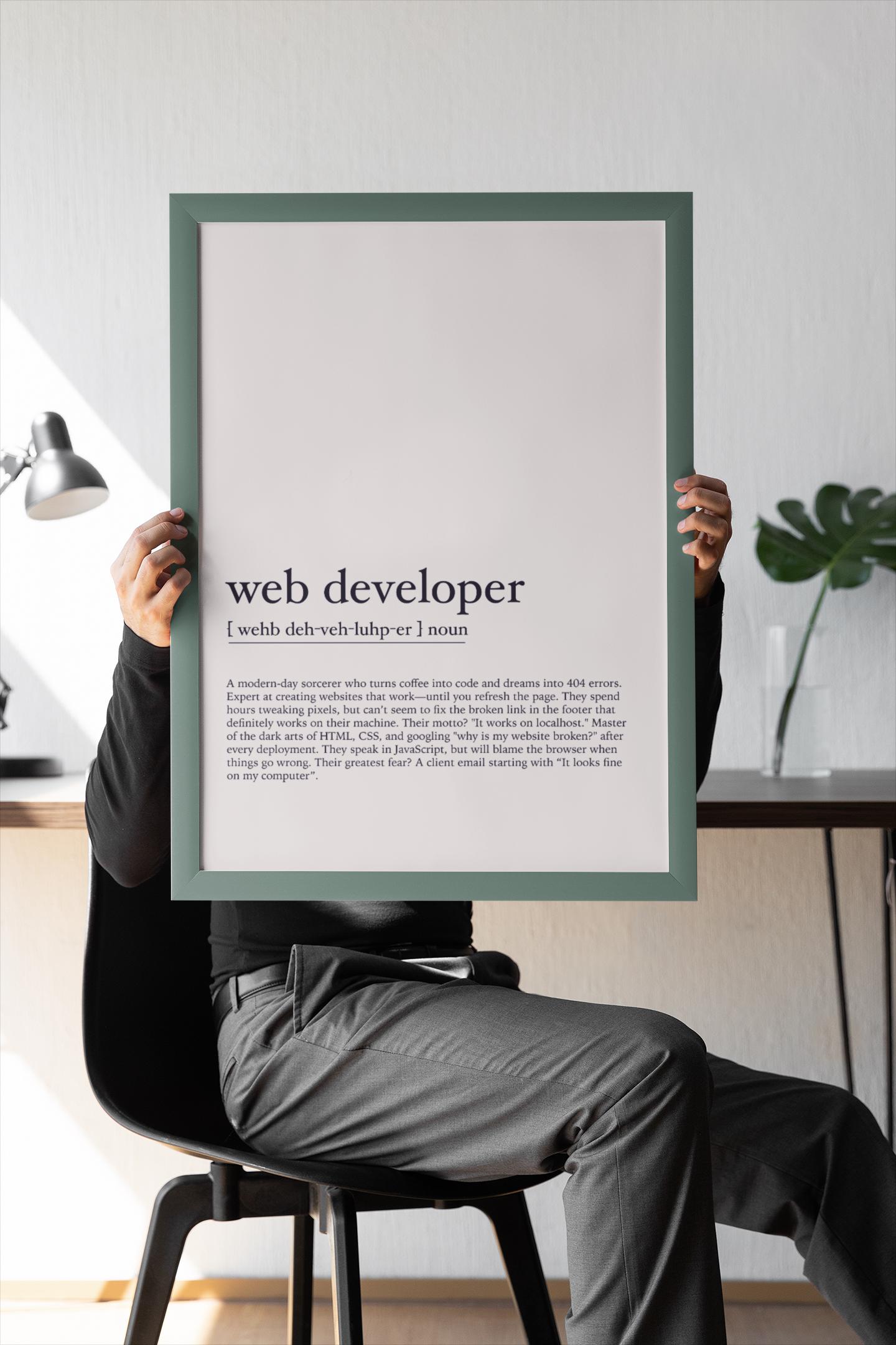 Funny Web Developer Definition Art Print: Office Humor (digital Files ...