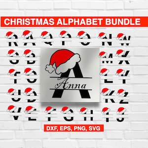 Christmas Split Letters, Christmas Split Alphabet, Christmas Monogram SVG, Christmas SVG, Christmas Cut Files Cricut, Christmas Svg Cricut