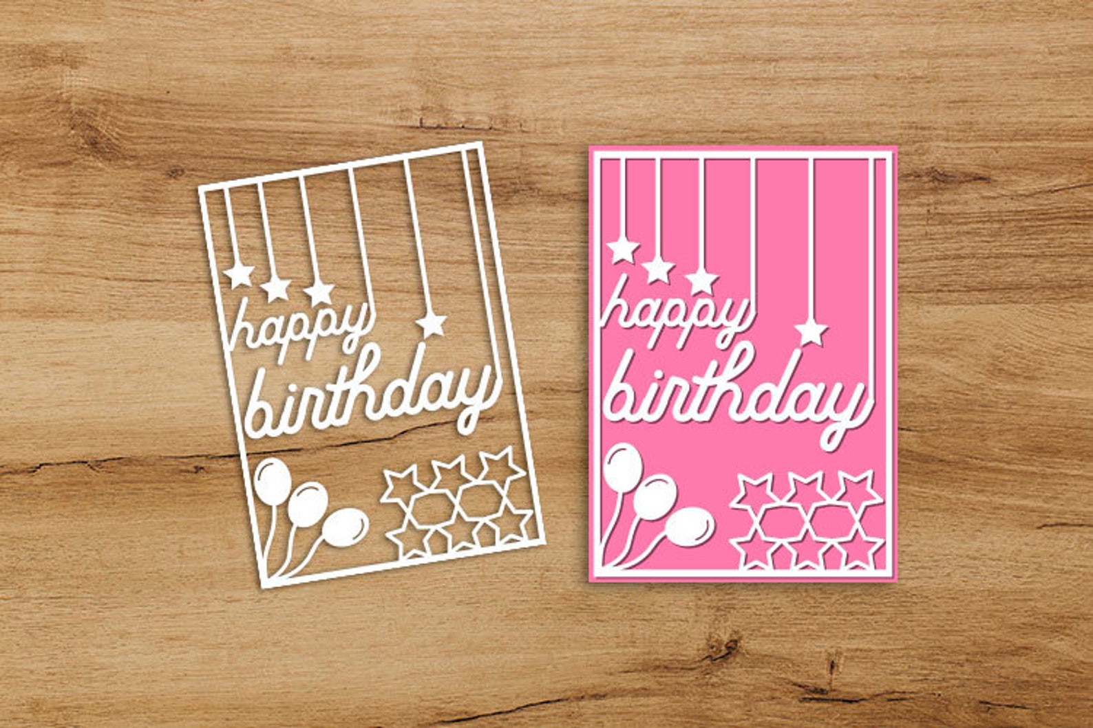 Happy Birthday Paper Cut Card SVG Bundle Happy Birthday Card Etsy